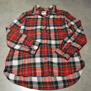 American Eagle Flannel Shirt Womens Large red Plaid Soft Boyfriend Button Down